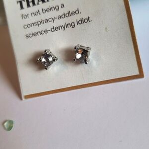 NWT men's studs earrings MICRO SWAROWSKY  ON 925 Sterling Silver 1 PAIR